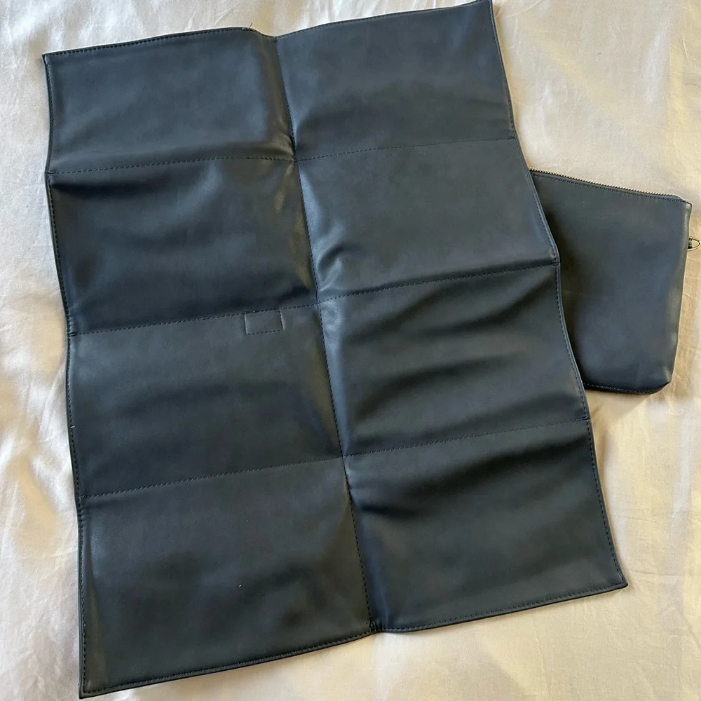 Fawn Design x Cara Loren Gray Leather Changing Pad + Zip Pouch Set
